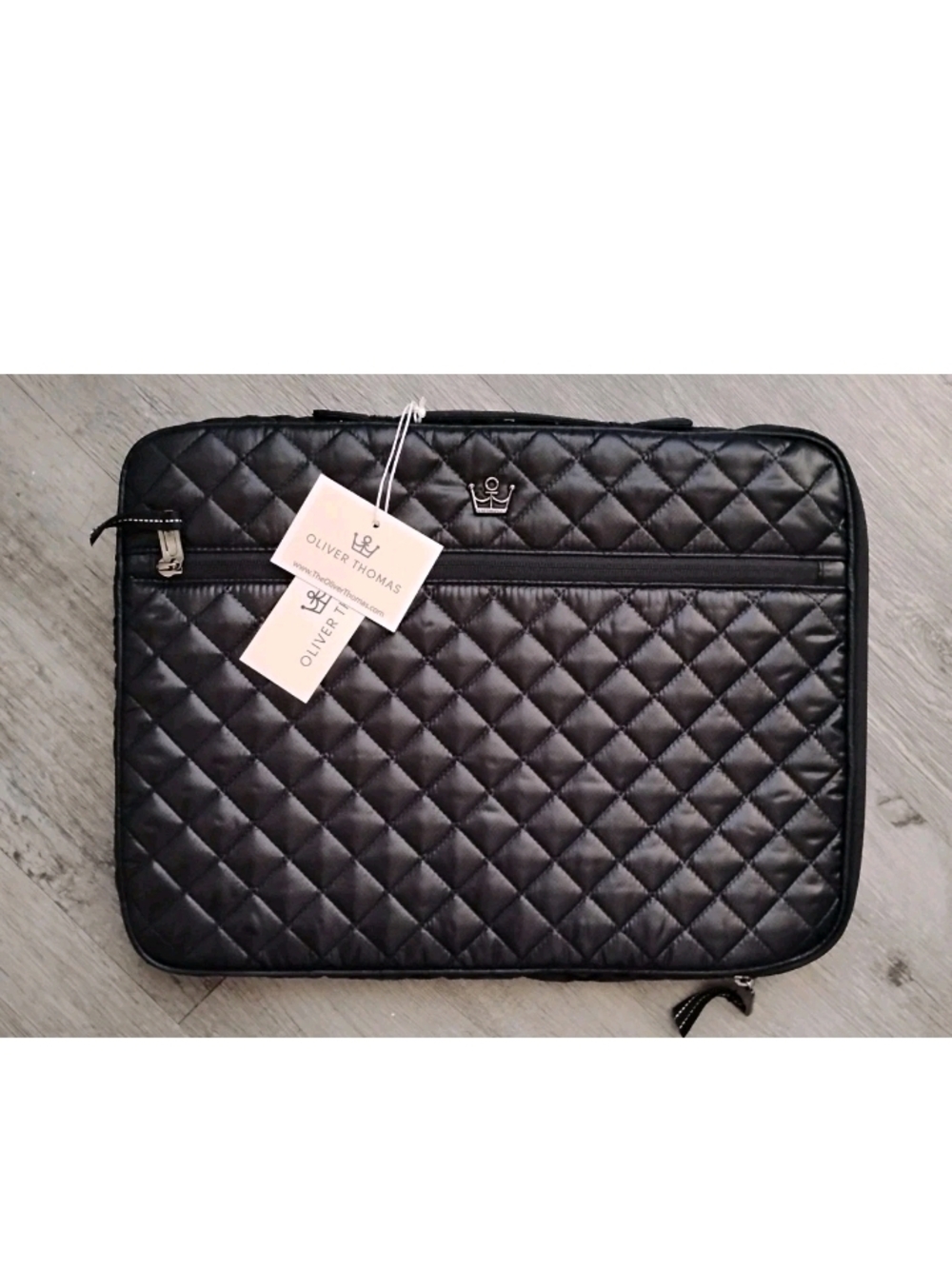 Oliver Thomas Sidekick Laptop Case Black Quilted New w/Tags